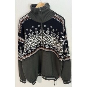 DISEGNA Italy Men's 2XL Wool‎ Blend 1/4-Zip Sweater Multicolor Fair Isle Lined